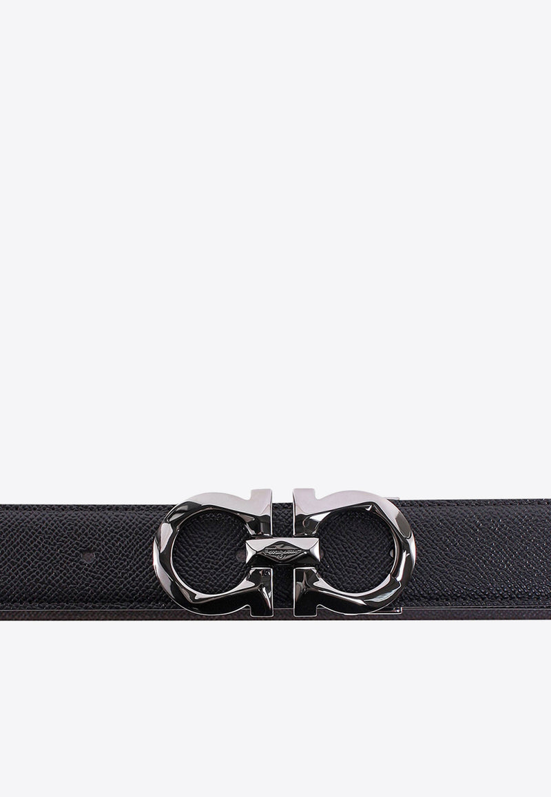 Salvatore Ferragamo Gancini Reversible Leather Belt Black 67A161725421_NERO
