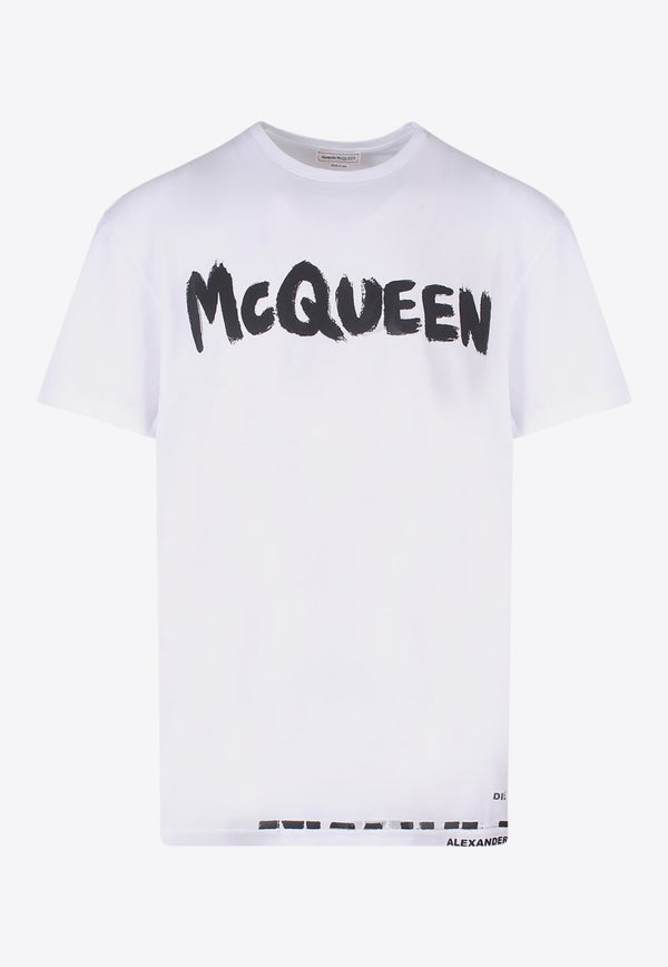 Alexander McQueen Graffiti Logo Print T-shirt White 622104QTZ57_0900