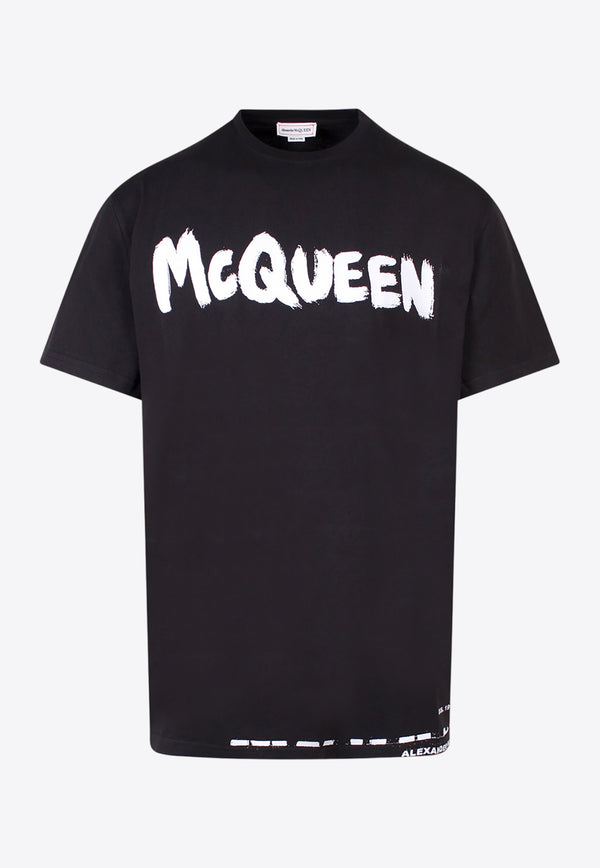 Alexander McQueen Graffiti Logo Print T-shirt Black 622104QTZ57_0901