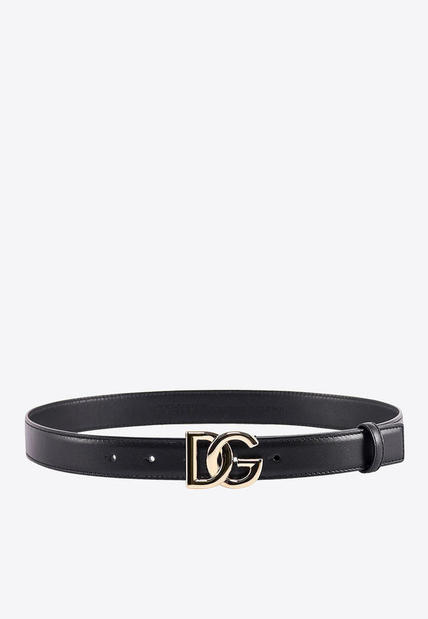 Dolce & Gabbana DG Logo Leather Buckle Belt Black BE1447AW576_80999