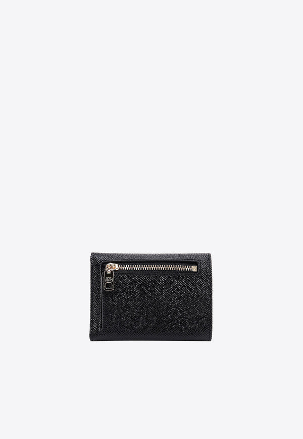 Dolce & Gabbana Logo Tag Tri-Fold Leather Wallet Black BI0770A1001_80999