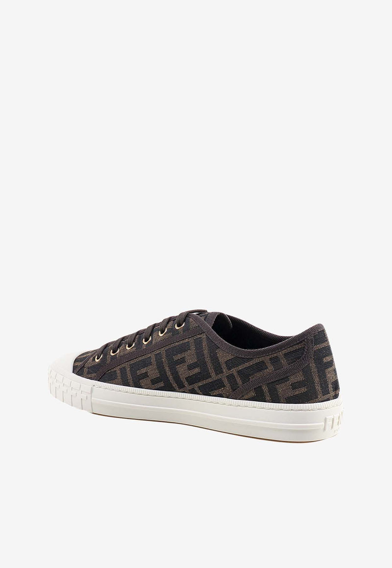 Fendi Domino FF Jacquard Low-Top Sneakers Brown 7E1553AJZX_F0R7V