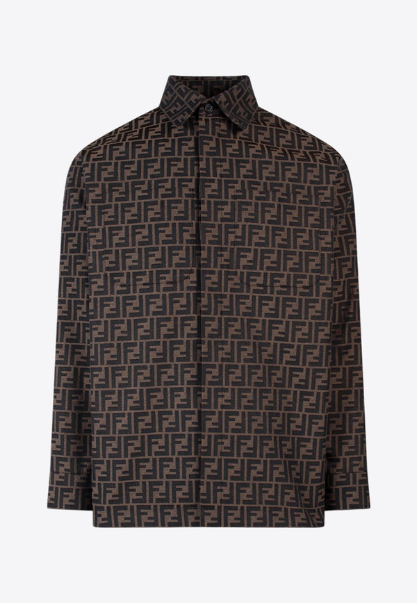 Fendi FF Monogram Long-Sleeved Shirt Brown FW1141A6WJ_F1440