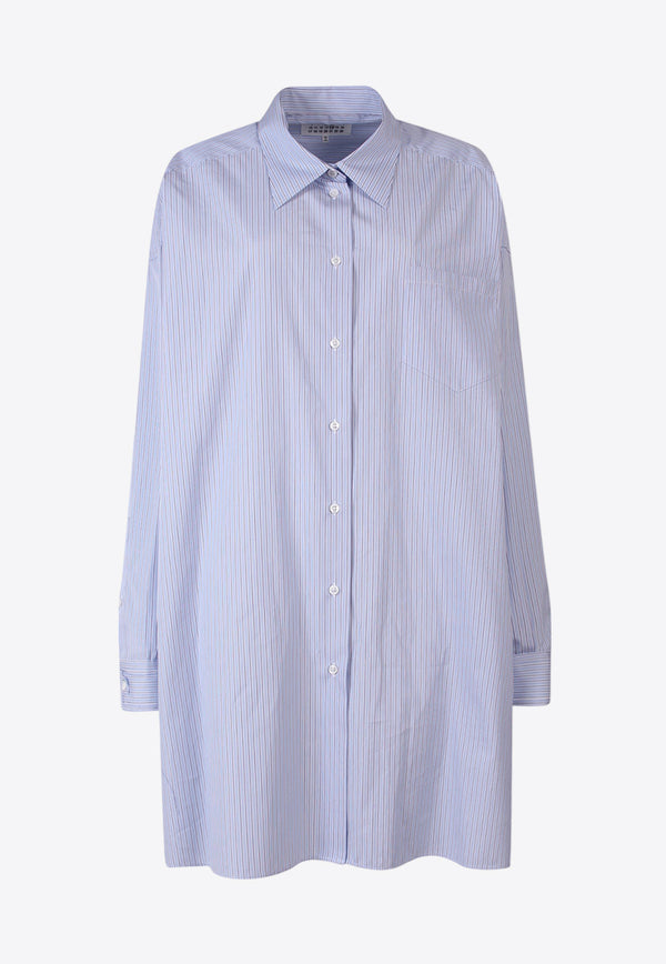 Maison Margiela Pinstripe Oversized Shirt Blue SI0DL0002S54945_001F