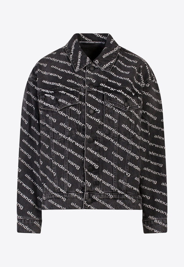 Alexander Wang Falling Back Logo Denim Jacket Black 4DC1212888_060