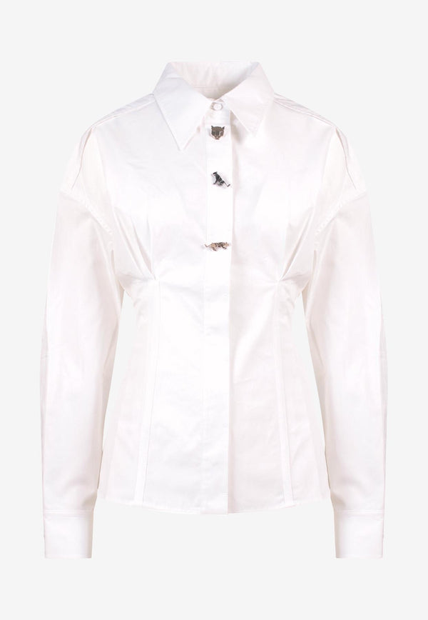 K Krizia Logo Patch Long-Sleeved Shirt White J1CX30159_WHITE