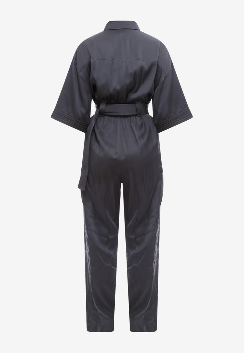 K Krizia Belted Straight Jumpsuit Blue J1CX31975_GREY