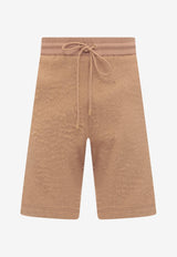 K Krizia Logo Embroidered Bermuda Shorts Brown J1CX40065_OCHRE