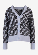 K Krizia Monogram Wool Cardigan Blue J1CX3748M_BEIGE