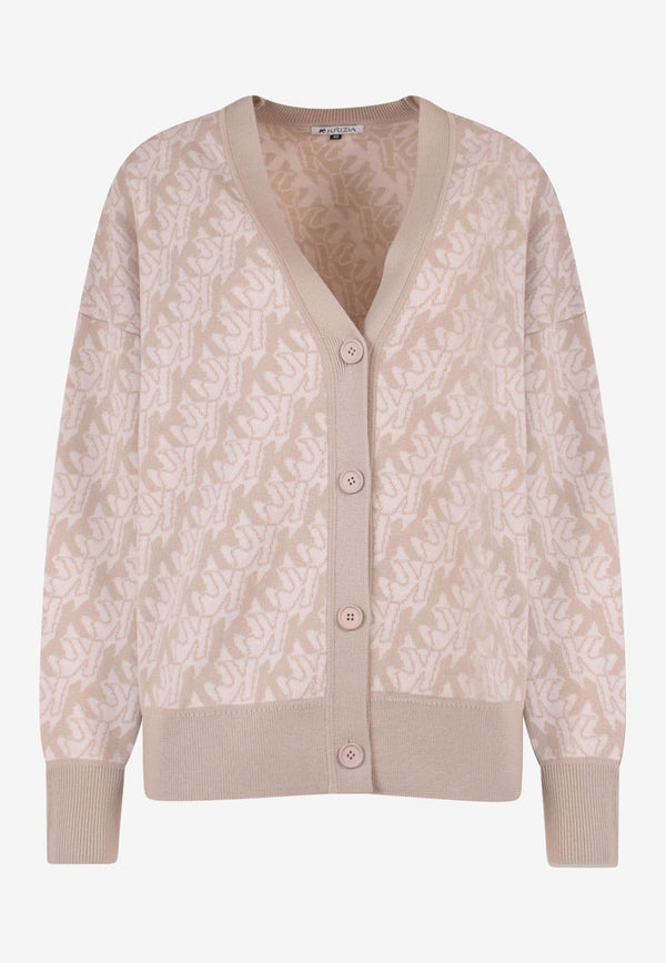 K Krizia Monogram Wool Cardigan Beige J1CX3748M_BLUE