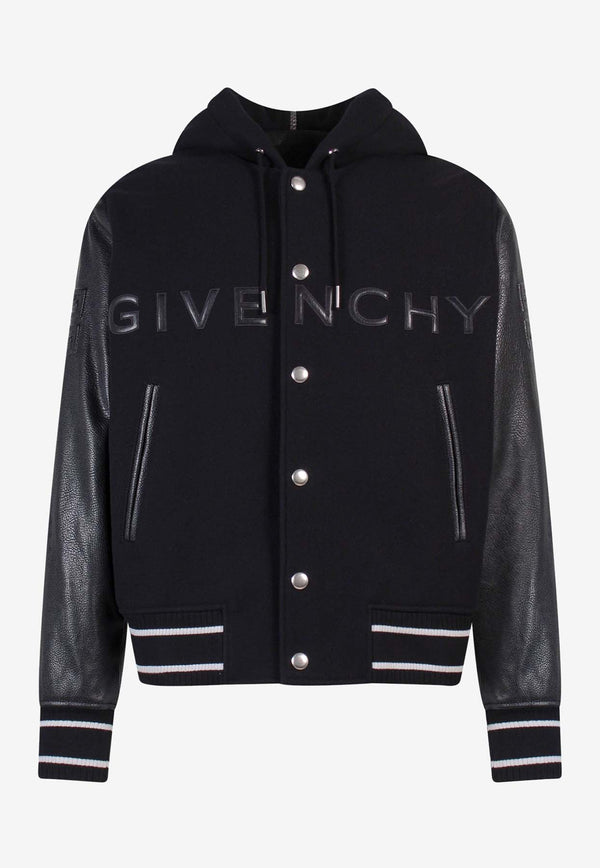 Givenchy Wool and Leather Logo Varsity Jacket BM00XX6Y16_001