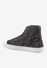 Fendi Domino FF Jacquard High-Top Sneakers Brown 8E8357AJZX_F0R7V