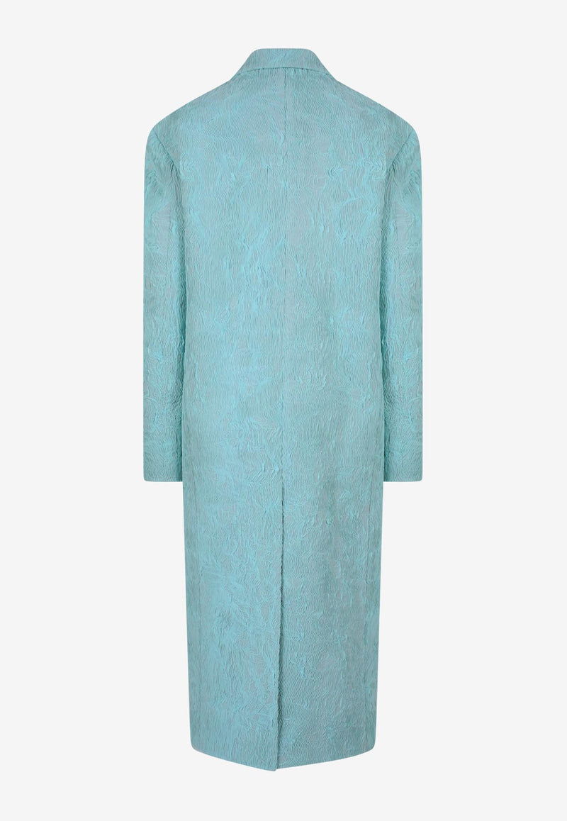 K Krizia Single-Breasted Textured Long Coat Light Blue 22AK1C002261_CYAN