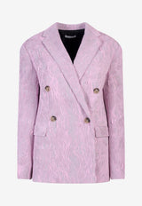 K Krizia Double-Breasted Jacquard Blazer Pink 22AK1J002262_PINK