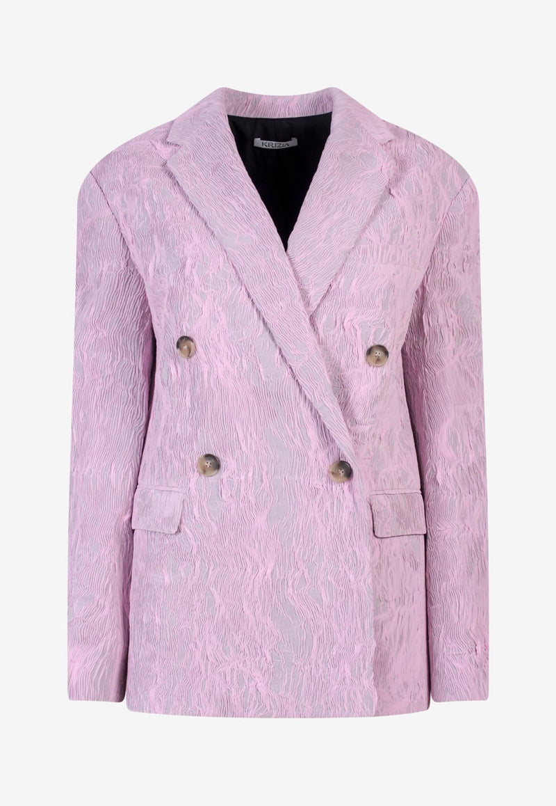 K Krizia Double-Breasted Jacquard Blazer Pink 22AK1J002262_PINK