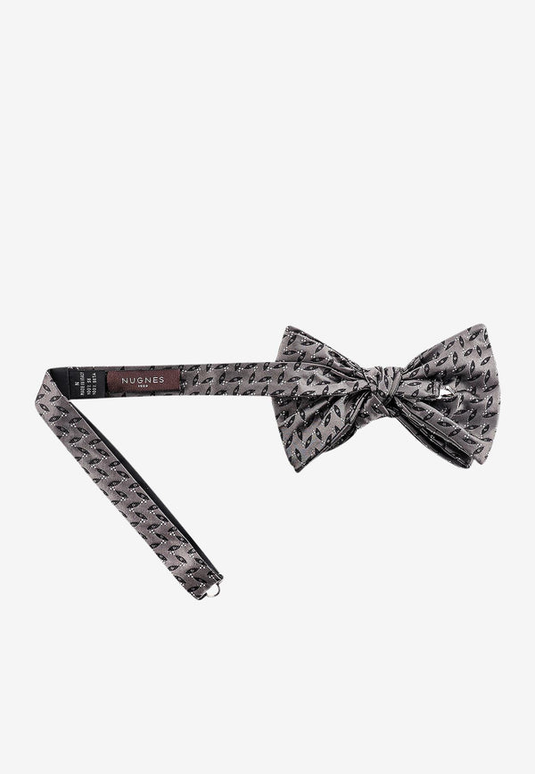 Nicky Milano Silk Patterned Bow Tie Gray BAFFOBGALLE_11