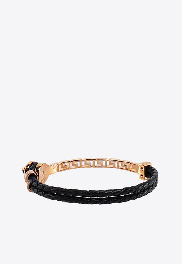 Versace Greca Double-Strap Leather Bracelet Black 10066011A04575_4J120