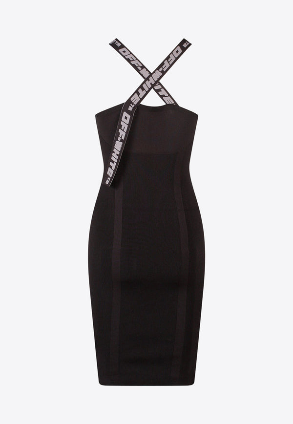 Off-White Logo Straps V-neck Mini Dress Black OWHI022C99KNI001_1009