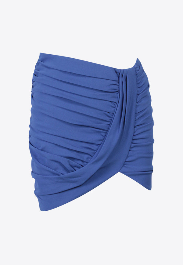 Balmain Mid-Rise Ruched Mini Skirt Blue AF1LB790JF31_6CH
