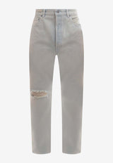 Golden Goose DB Logo Patch Straight-Leg Ripped Jeans Light Blue GMP00596P000634_50100