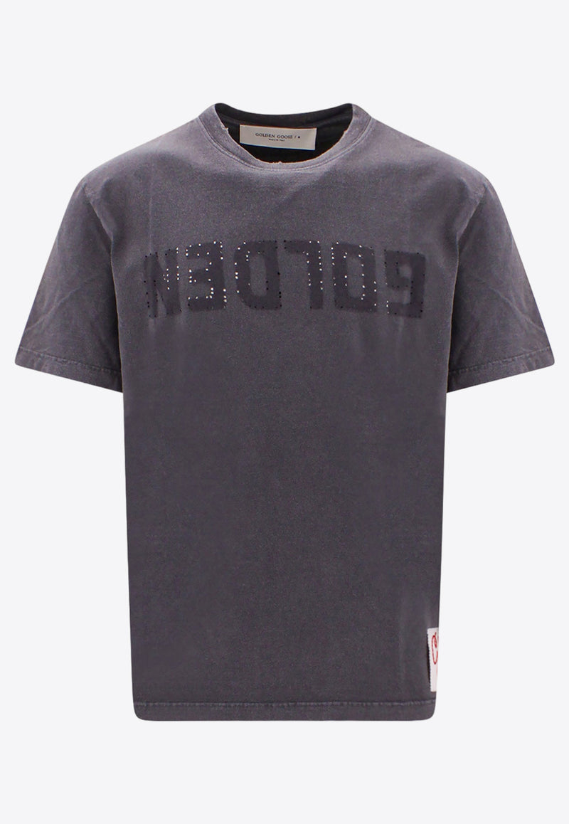 Golden Goose DB Distressed Logo Crewneck T-shirt Gray GMP01220P000671_60318