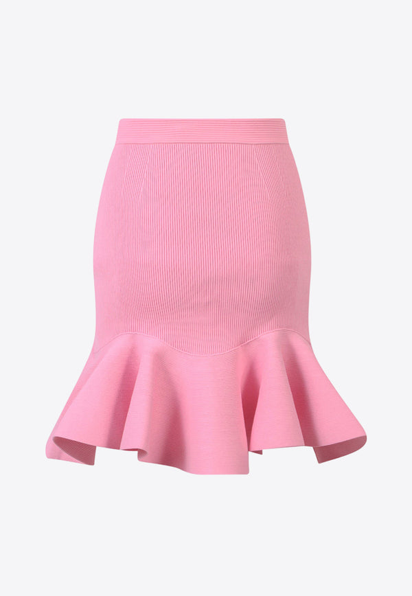 Alexander McQueen Rib Knit Ruffled Mini Skirt

 Pink 734536Q1A5B_5003