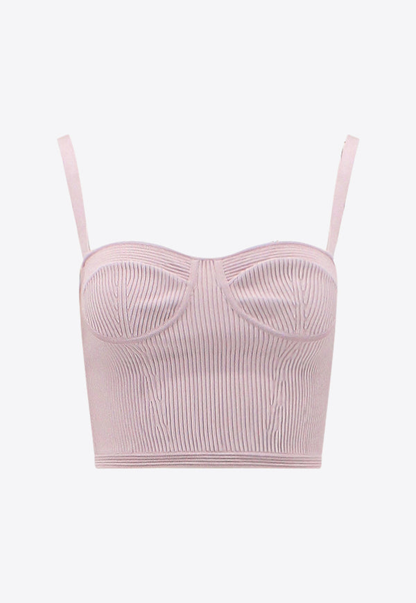 Alexander McQueen Bustier Ribbed Cropped Top Pink 734589Q1A5K_5093