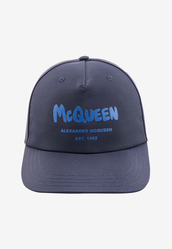 Alexander McQueen Graffiti Logo Baseball Cap Blue 6677784404Q_4169