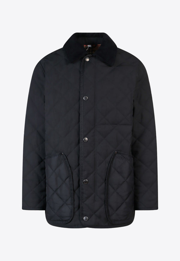 Burberry Corduroy Collar Quilted Jacket Black 8049135_A1189