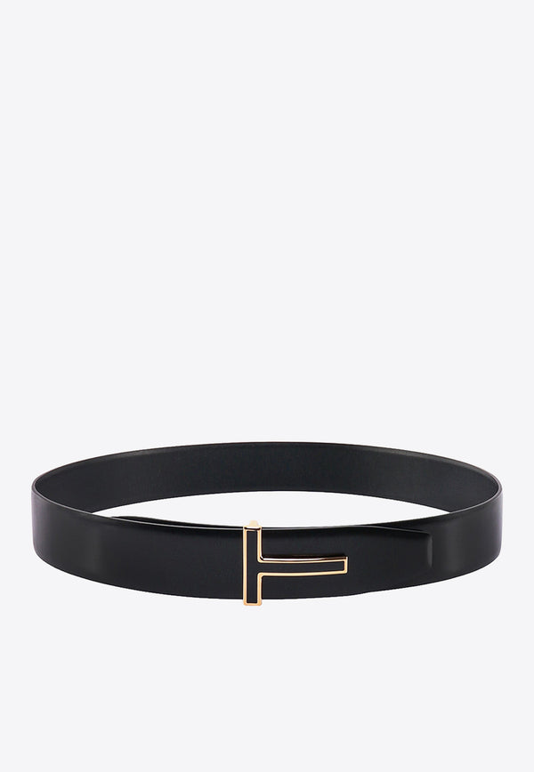 Tom Ford T Plaque Buckle Leather Belt Black TB247LCL052G_1N001