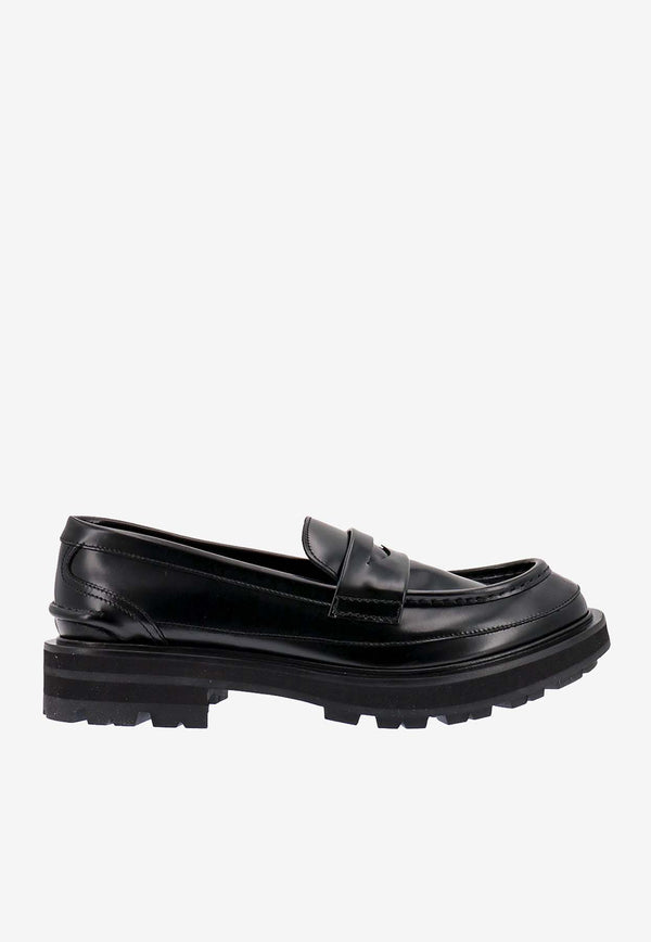 Alexander McQueen Penny Leather Loafers Black 736513WIC60_1000