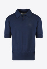 Maison Margiela Short-Sleeved Knitted Polo T-shirt Blue S50GL0045S18204_477