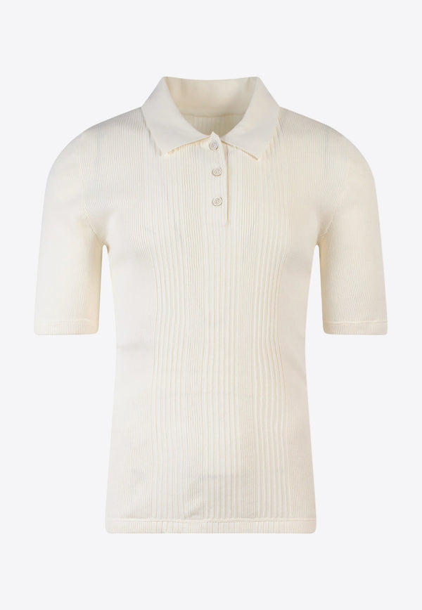 Maison Margiela Short-Sleeved Knitted Polo T-shirt White S50GL0047S18209_102