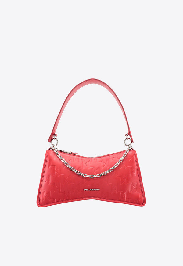 Karl Lagerfeld K/Seven Element Embossed Leather Shoulder Bag Red 231W3020_500