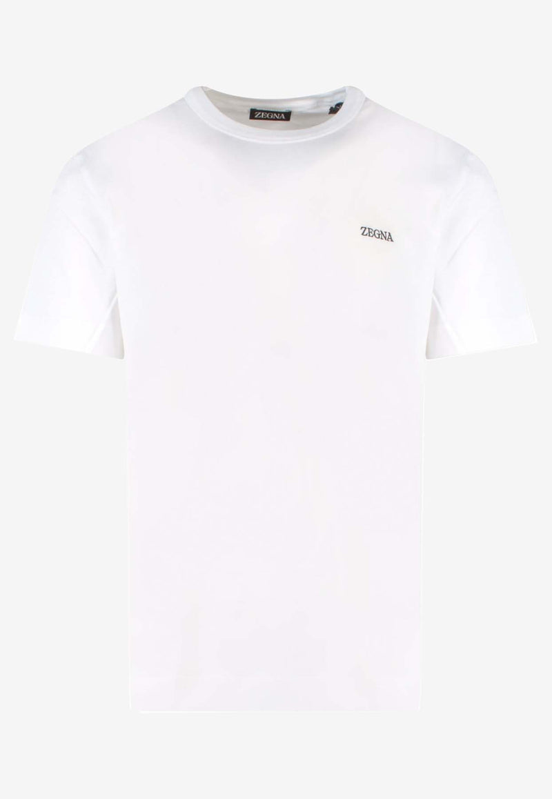 ZEGNA Embroidered Logo Crewneck T-shirtWhite E7360A5B760_N00