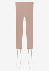 Andreadamo Drawstring Rib Knit Leggings Beige ADPS23PA08952268_001