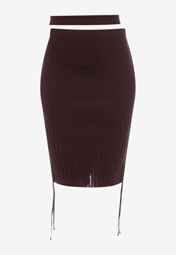 Andreadamo Ribbed Knit Pencil Skirt Brown ADPS23SK10947473_003