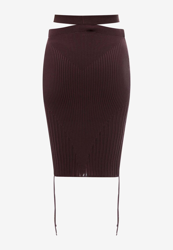 Andreadamo Ribbed Knit Pencil Skirt Brown ADPS23SK10947473_003