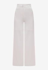 K Krizia Straight Viscose-Blend Pants White J1DE11865_CREAM