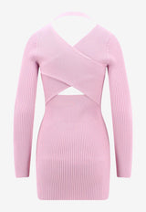 K Krizia Ribbed Knit Cut-Out Cardigan Pink J1DE1731M_PINK