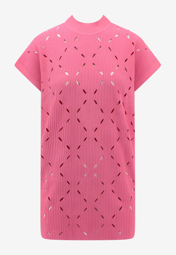 K Krizia Cut-Out Crewneck Top Pink J1DE1724M_PINK