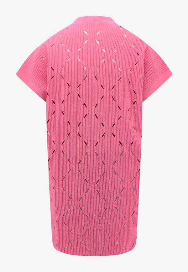 K Krizia Cut-Out Crewneck Top Pink J1DE1724M_PINK