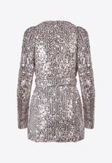 ROTATE Sequin-Embellished Mini Dress Silver RT2259_5002