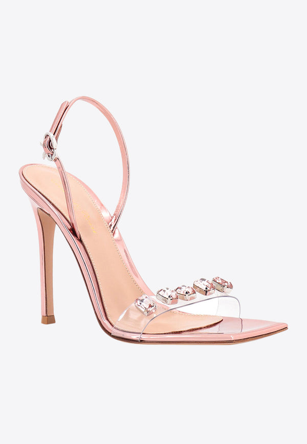 Gianvito Rossi Ribbon Candy 105 Crystal-Embellished Sandals Pink G3221515RIC_TRCE