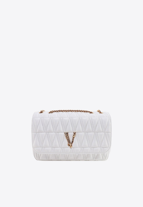 Versace Virtus Leather Shoulder Bag DBFH822D2NTRT_6W17V White