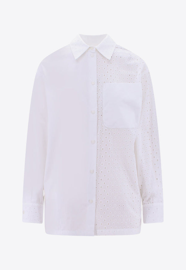 Kenzo Broderie Anglaise Long-Sleeved Shirt White FD52CH0789FG_02