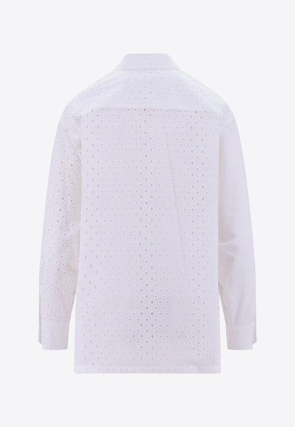 Kenzo Broderie Anglaise Long-Sleeved Shirt White FD52CH0789FG_02