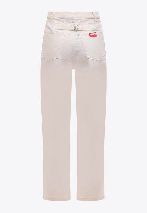 Kenzo Logo Patch Straight-Leg Jeans White FD52DP2046D2_WB