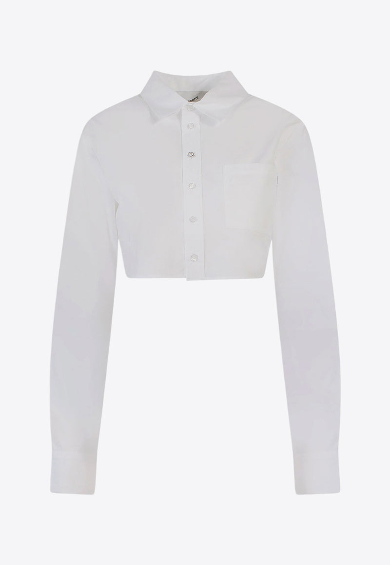 Coperni Cropped Long-Sleeved Shirt White COPCH27300_OPTWHT