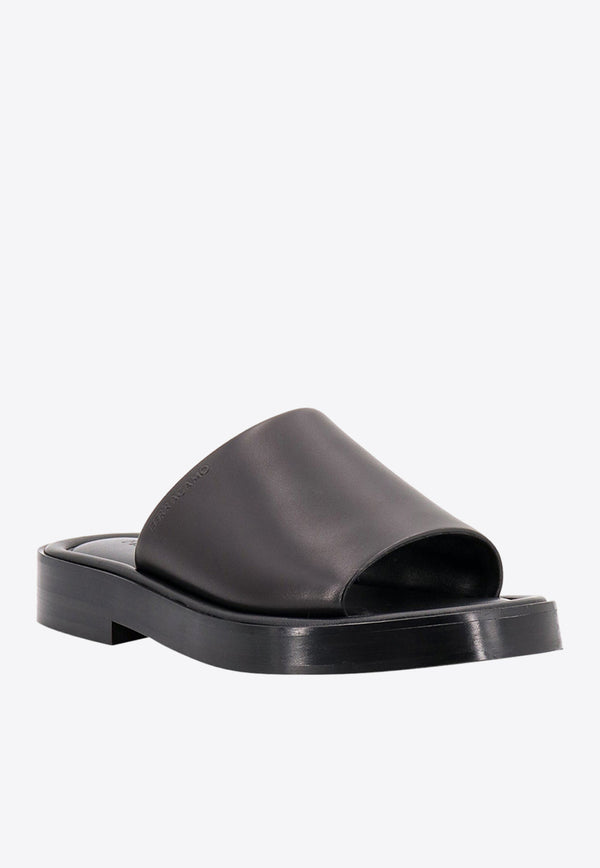 Salvatore Ferragamo Logo Embossed Leather Slides 021258760634_NERO Black
